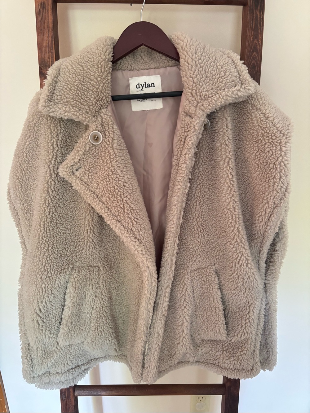 dylan Beige Cream Teddy Sherpa vest -large